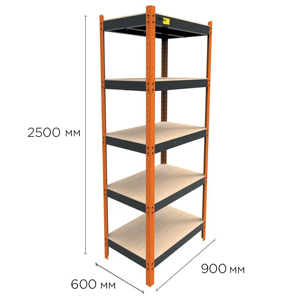 Металлический усиленный стеллаж Emby Heavy Series (размер 2500х900x600мм) 5 полок ДСП до 300кг - фото 2