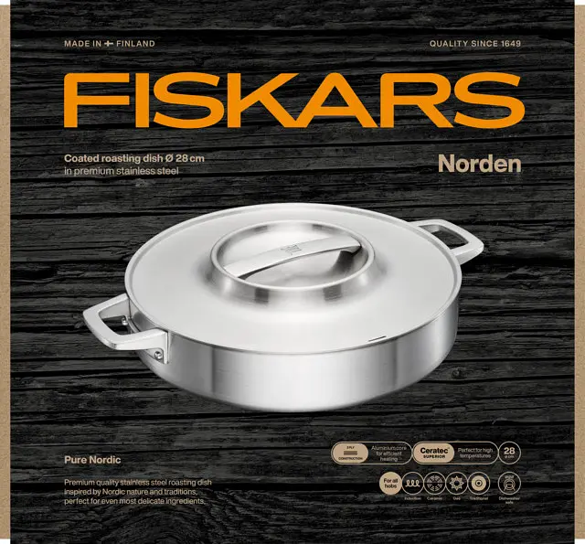 Сотейник глибокий Fiskars Norden 28 см з кришкою (1067635) - фото 5