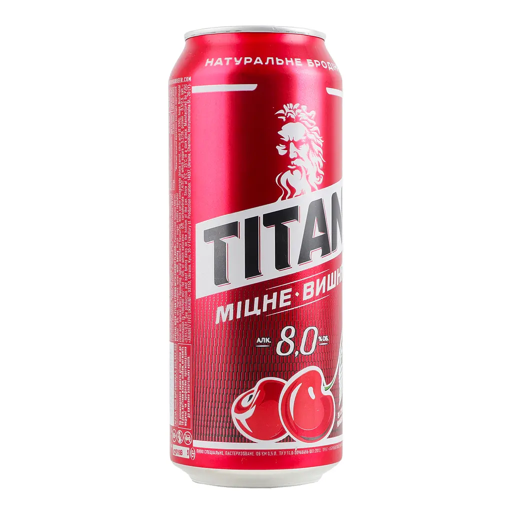 Пиво Черниговское Titan крепкое светлое Вишня 8% 0.5 л ж/б - фото 3