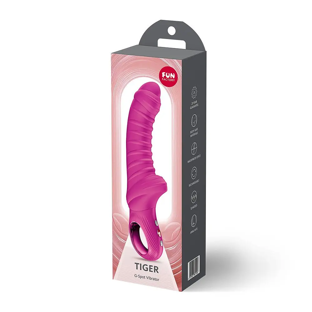 Вібратор для точки G Fun Factory TIGER Magenta, ребристий, підходить для анальної стимуляції - фото 5