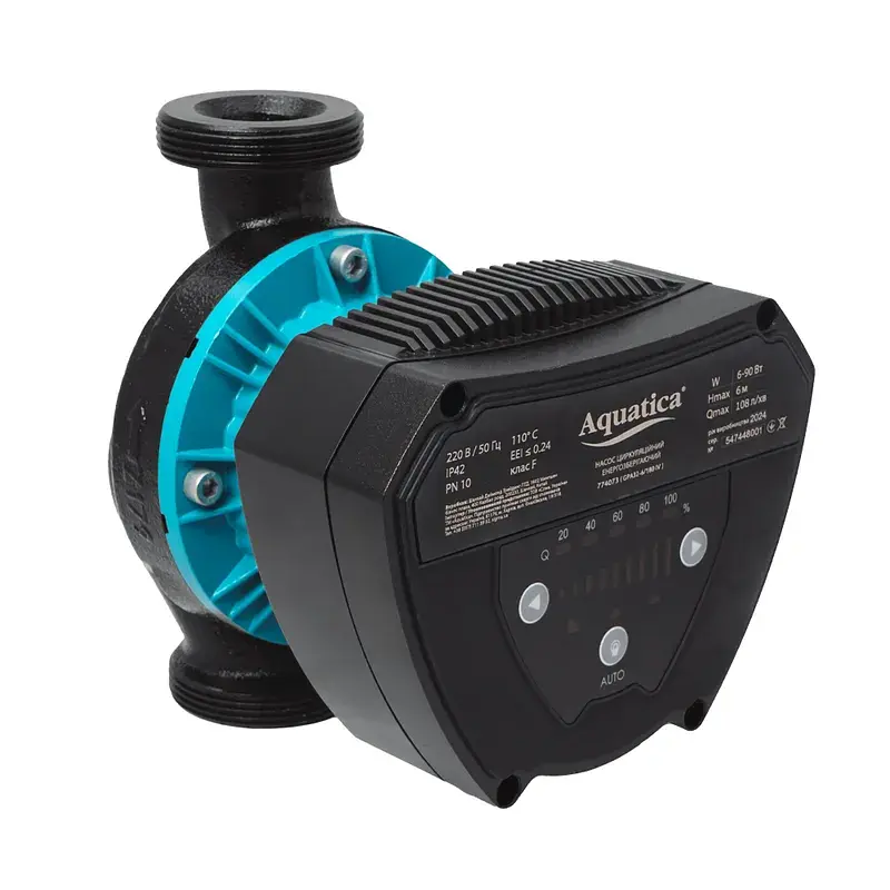 Насос циркуляційний енергозберігаючий 6-90Вт Hmax 6м Qmax 108л/хв Ø2" 180мм + гайки Ø1¼" AQUATICA GPA32-6/180 IV (774073) - фото 5