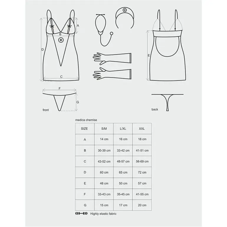 Еротичний мереживний костюм медсестри Obsessive Medica dress 5pcs costume L/XL - фото 5