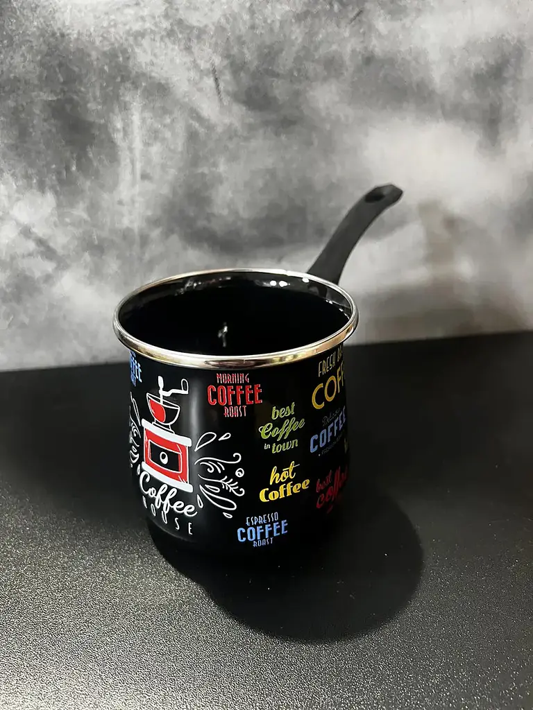 Турка для кави кавоварка емальована 600 мл 4060 Coffee, Interos Чорний 87612 - фото 3