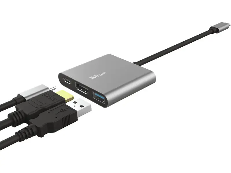 Док-станція для ноутбука Trust Dalyx 3-in-1 Multiport USB-C Adapter ALUMINIUM (23772) - фото 3