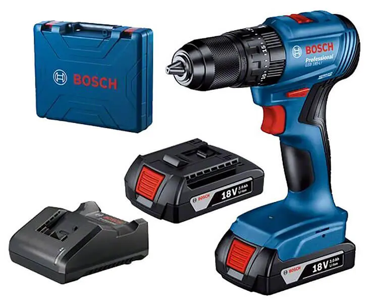Акумуляторний ударний дриль-шурупокрут Bosch GSB 185-LI Professional із 2 акб GBA 18V 2.0Ah, з/п GAL 18V-20 у кейсі