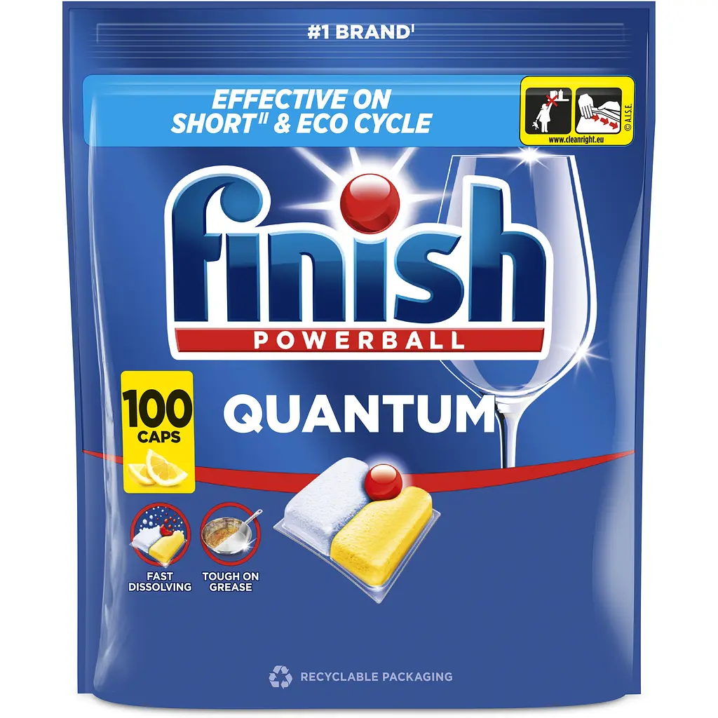 Засіб для миття посуду в посудомийних машинах Finish Quantum Лимон 100 капсул