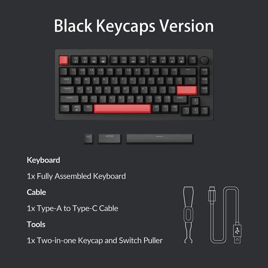 Клавіатура Lemokey X4 Keychron Brown EN/UKR Red LED Black (X4-A3-UA) - фото 2