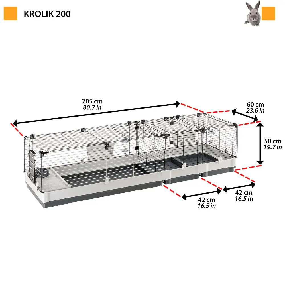 Клітка для кроликів та морських свинок Ferplast Krolik 200 сіра 205х60х50 см 57072870 - фото 2