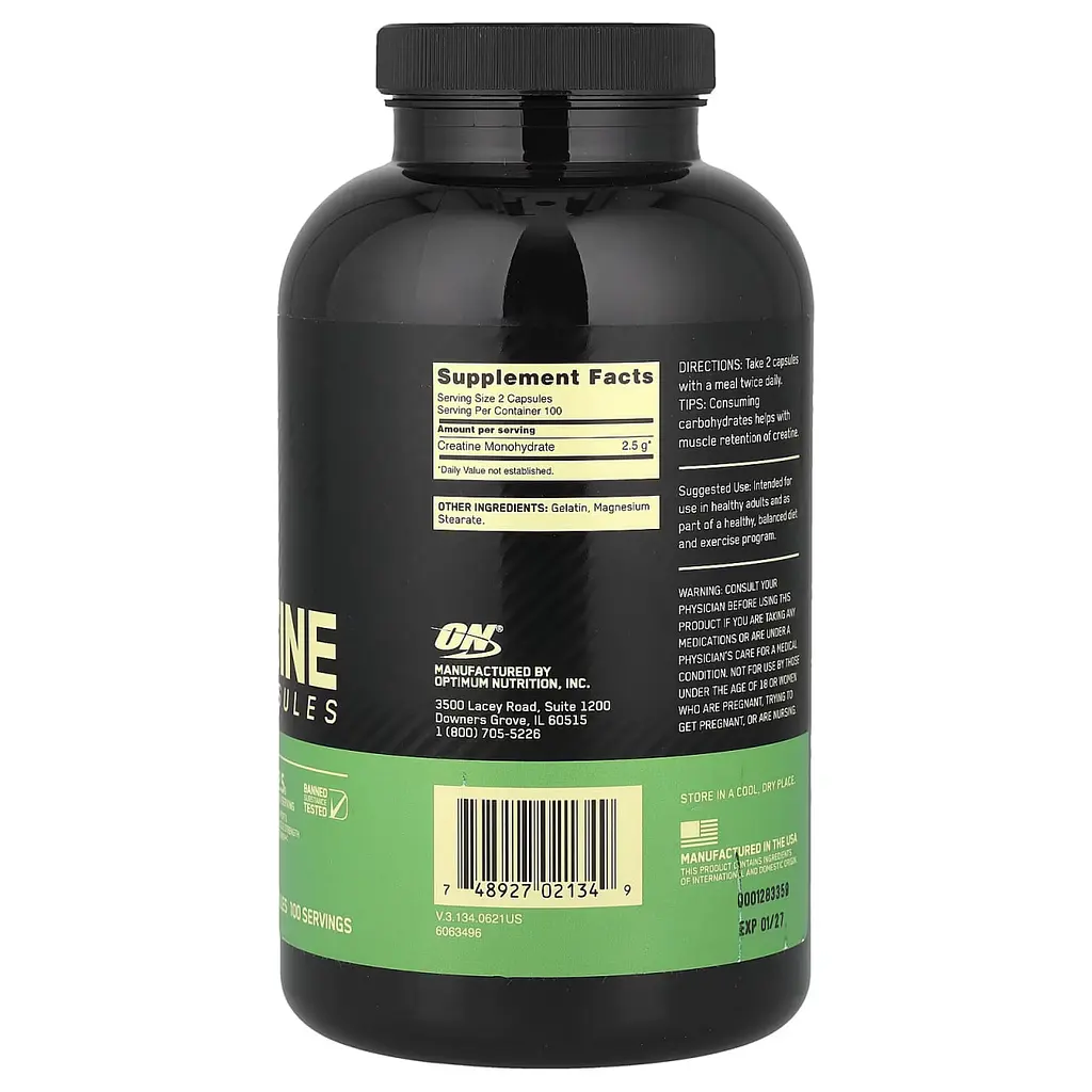 Мікронізований Креатин Optimum Nutrition Моногідрат - 200 капсул - фото 2