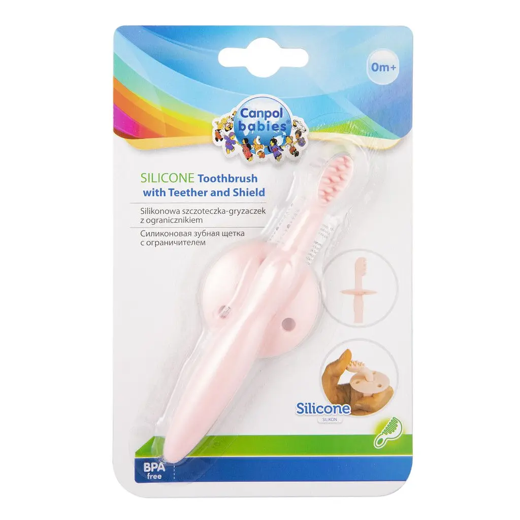 Силіконова щітка для зубів Canpol babies з обмежувачем рожева (51/500_blu) - фото 6