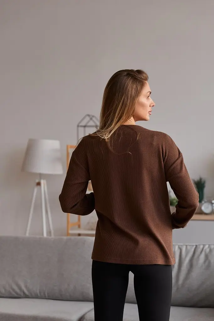 Жіночий трикотажний лонгслів для вагітних Wien розмір L-XL (46-48) Lullababe Шоколадний - фото 4