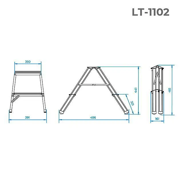 Стремянка двухсторонняя алюминиевая Intertool высота 440 мм x 2 ступени LT-1102 - фото 7