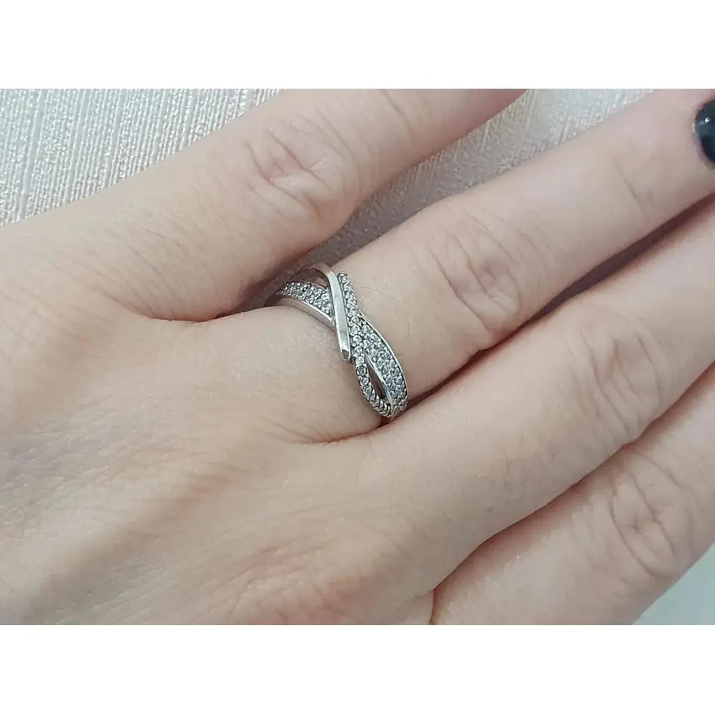 Срібне кільце Агні ДЕНЬ І НІЧЬ з фіанітами. 1209/1Р-CZ 17,5 - фото 2