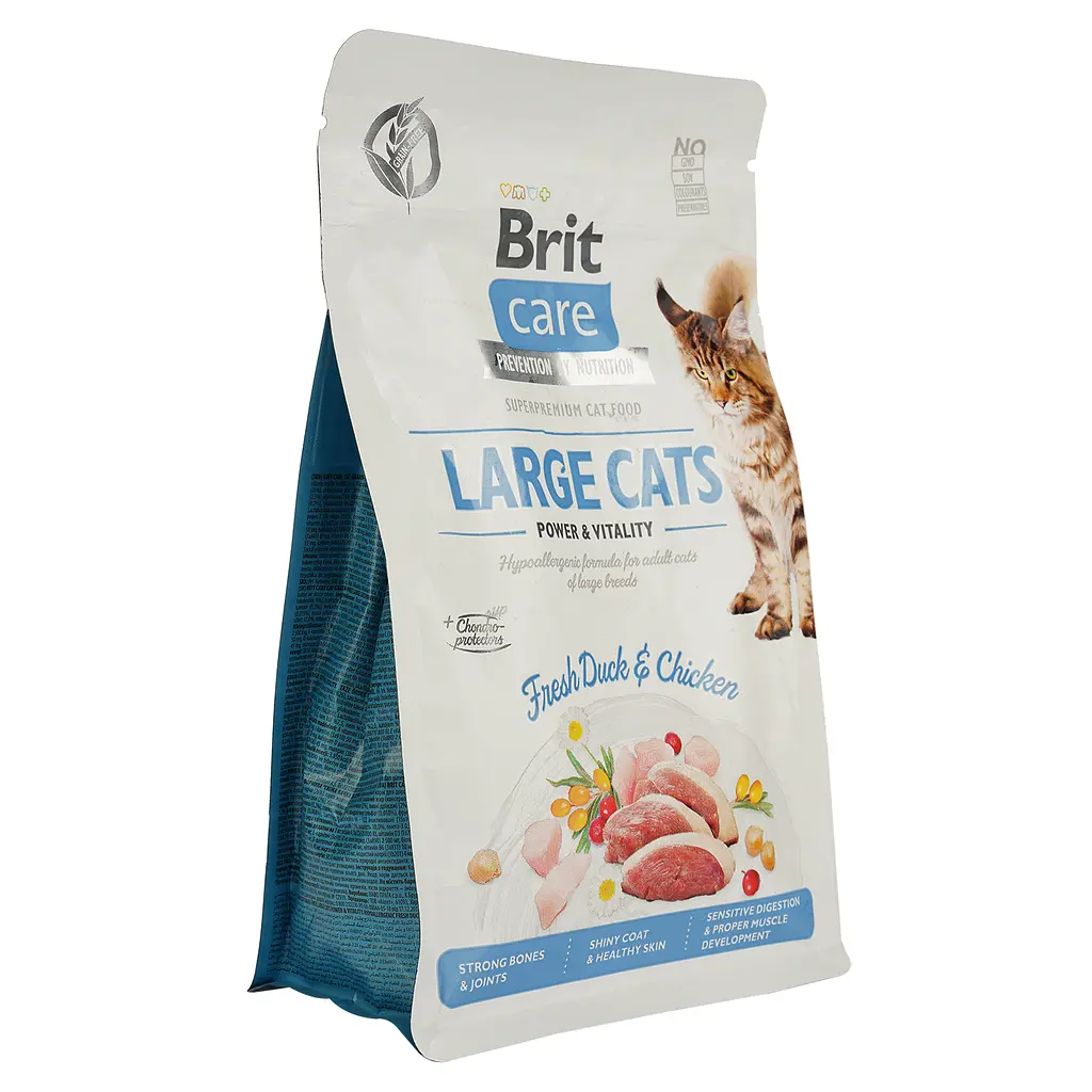 Сухой корм для котов больших пород Brit Care Cat GF Large cats Power&Vitality с уткой и курицей 0.4 кг - фото 3