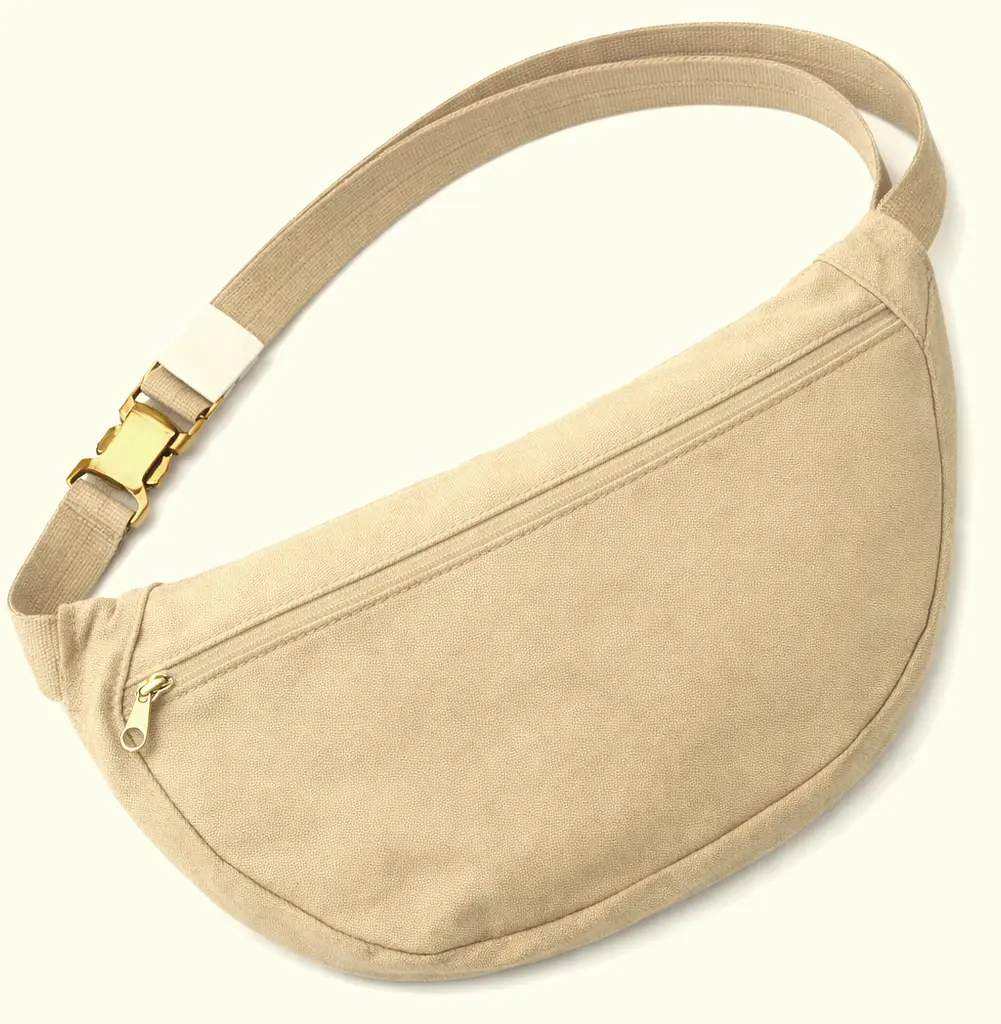 Сумка поясна велика Live in style бежева 37.5x15x6 см бананка настегнова
