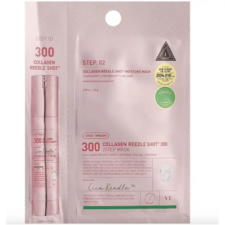 Двоетапна інтенсивна зміцнювальна маска з колагеном та мікроголками
VT Cosmetics Collagen Reedle Shot 300 2-Step Mask