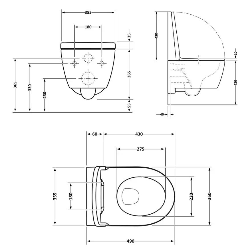 Унітаз підвісний Qtap Taurus Ultra Quiet, з сидінням Slim Duroplast/ Soft-close/ Quick Release QT2433084EUQMB - фото 9