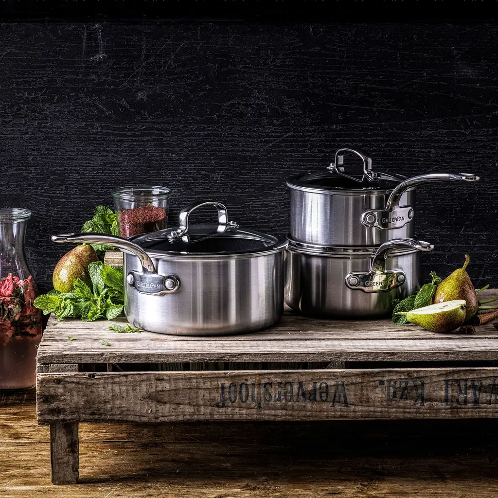 Набір ковшів GreenPan Premiere  з кришками 3 предмети (CC003822-001) - фото 7