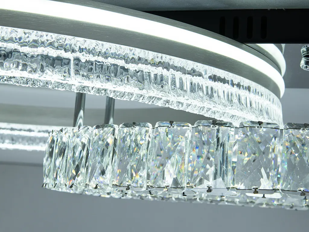 Стельова LED люстра два кільця 120 Вт хром - фото 4