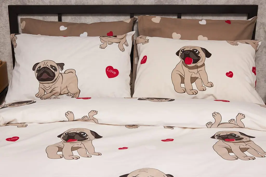 Комплект постільної білизни Moon&Star Бязь Gold Люкс Bulldog Love полуторний 143х210 наволочки 2х50х70 - фото 2