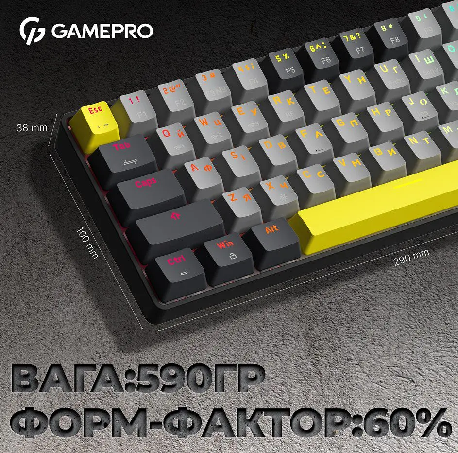 Механічна ігрова клавіатура GamePro GPMK-130G Pro Black Hot-Swap Outemu Red Switch RGB 2.4G/Bluetooth/USB - фото 6