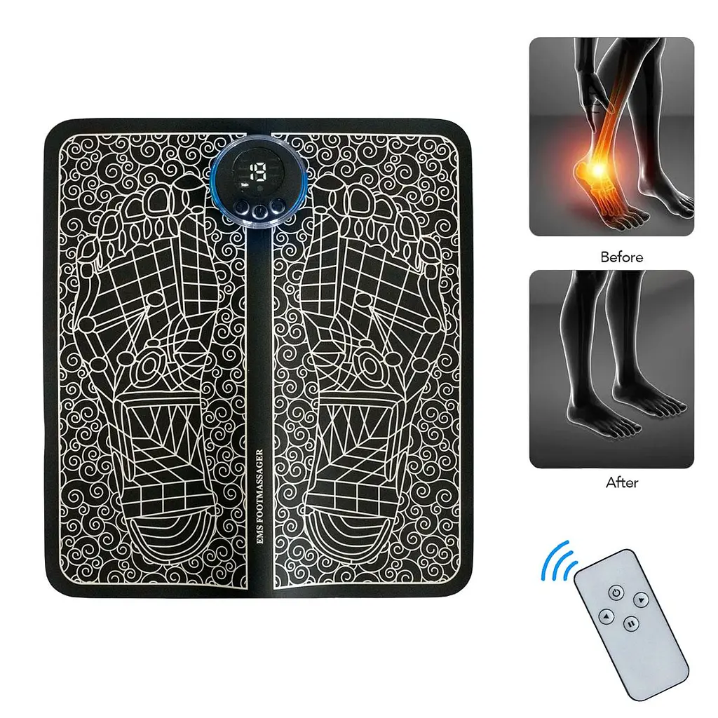 Массажный коврик EMS Foot Massager 33×27.5 см, с пультом, электрический для ног, 8 режимов - фото 2
