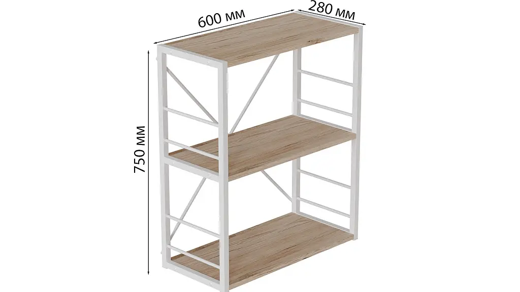 Етажерка 3/60 Ferrum-decor Серії Коннект 73x60x28 білий ДСП Дуб Сан-Марино 16мм (FRD-104261) - фото 3