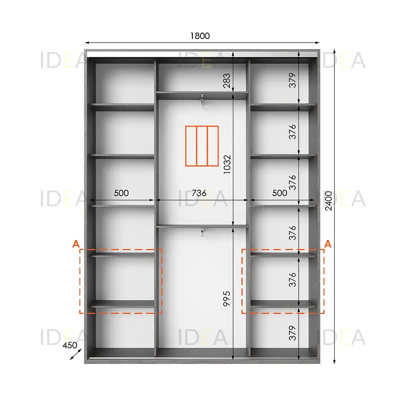 Шафа-купе Idea серія 3 180 x 45 x 240 см Венге темний - фото 2
