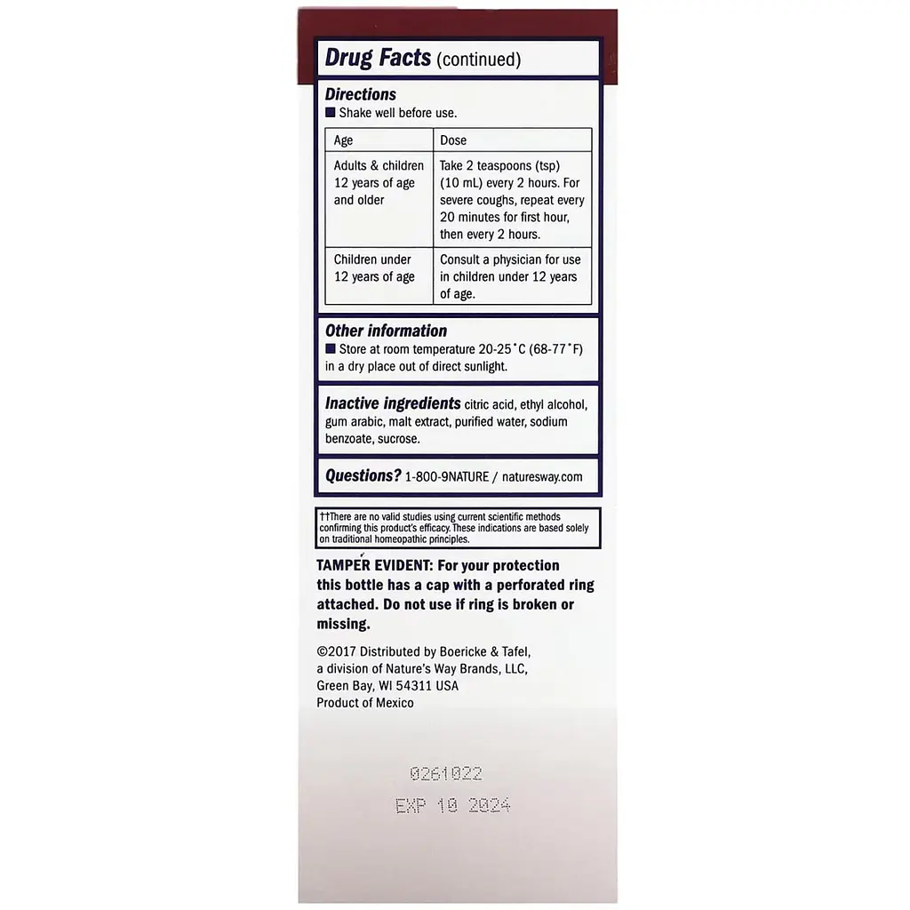 Сироп от кашля и бронхита Boericke&Tafel Childrens Cough & Bronchial Syrup дневной 240 мл - фото 3