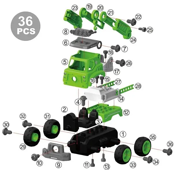 Конструктор DIY Spatial Creativity Строительный кран, зеленый (CJ-1365131) - фото 3
