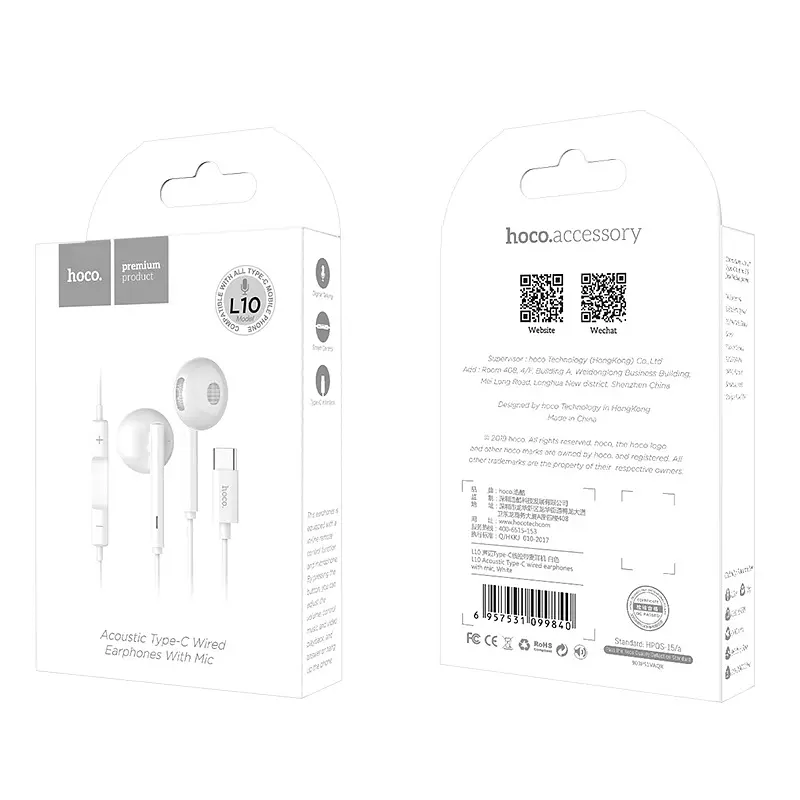 Наушники Hoco L10 белые Type-C - фото 6