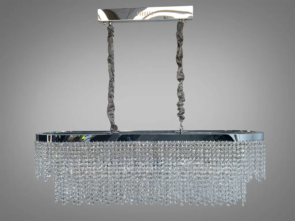 Овальна кришталева люстра Diasha 376-L1000x300CH LED-модель з потужністю 250 Вт, завдовжки 99 см і каскадним блиском - фото 4