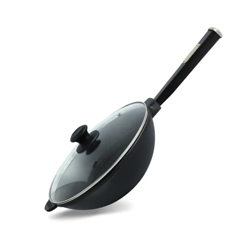 Сковорода Brizoll Wok чавунна з дерев'яною ручкою Black 26 см (W26HP1-6) - фото 2