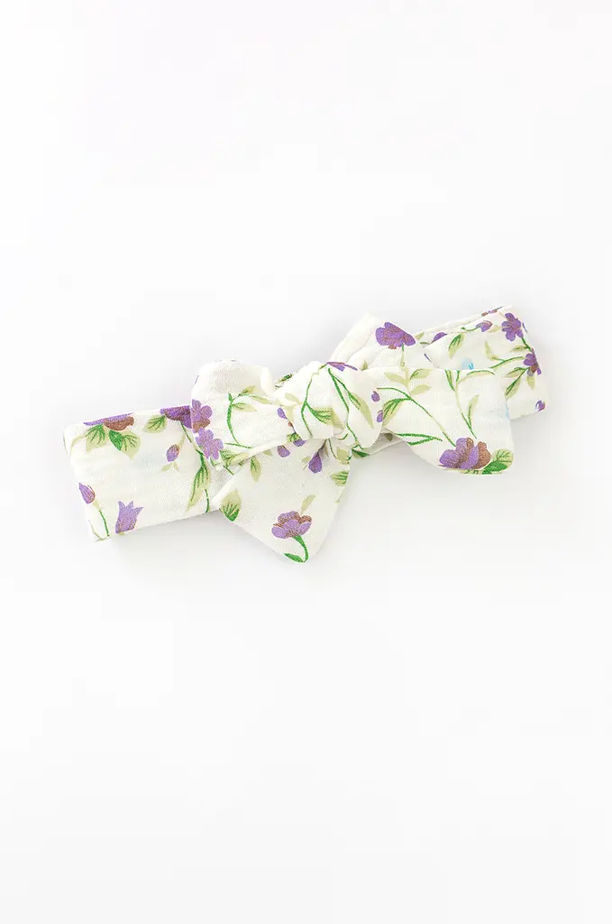 Пісочник з мусліну для дівчинки на ґудзиках Violet flowers з пов'язкою - фото 5