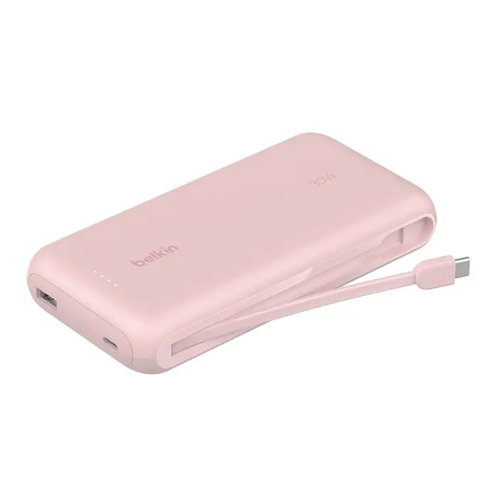 Belkin Акумулятор портативний літій-іонний Power Bank Belkin 20000мА·рік, 20Вт, з інтегрованим кабелем USB-C, рожевий - фото 3