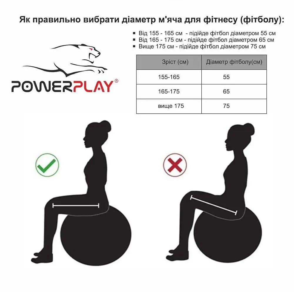 Мяч для фитнеса PowerPlay 65х65 см fit0007299 - фото 4