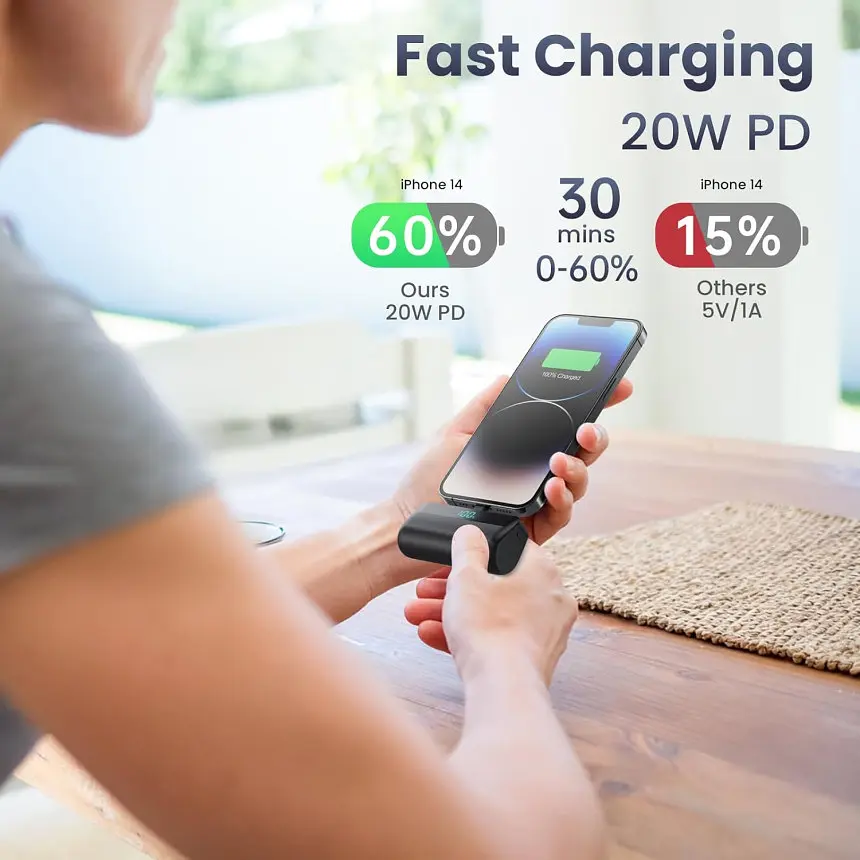 Зовнішній акумулятор Power Bank Feob 5200 мАг, сумісний з iPhone - фото 3