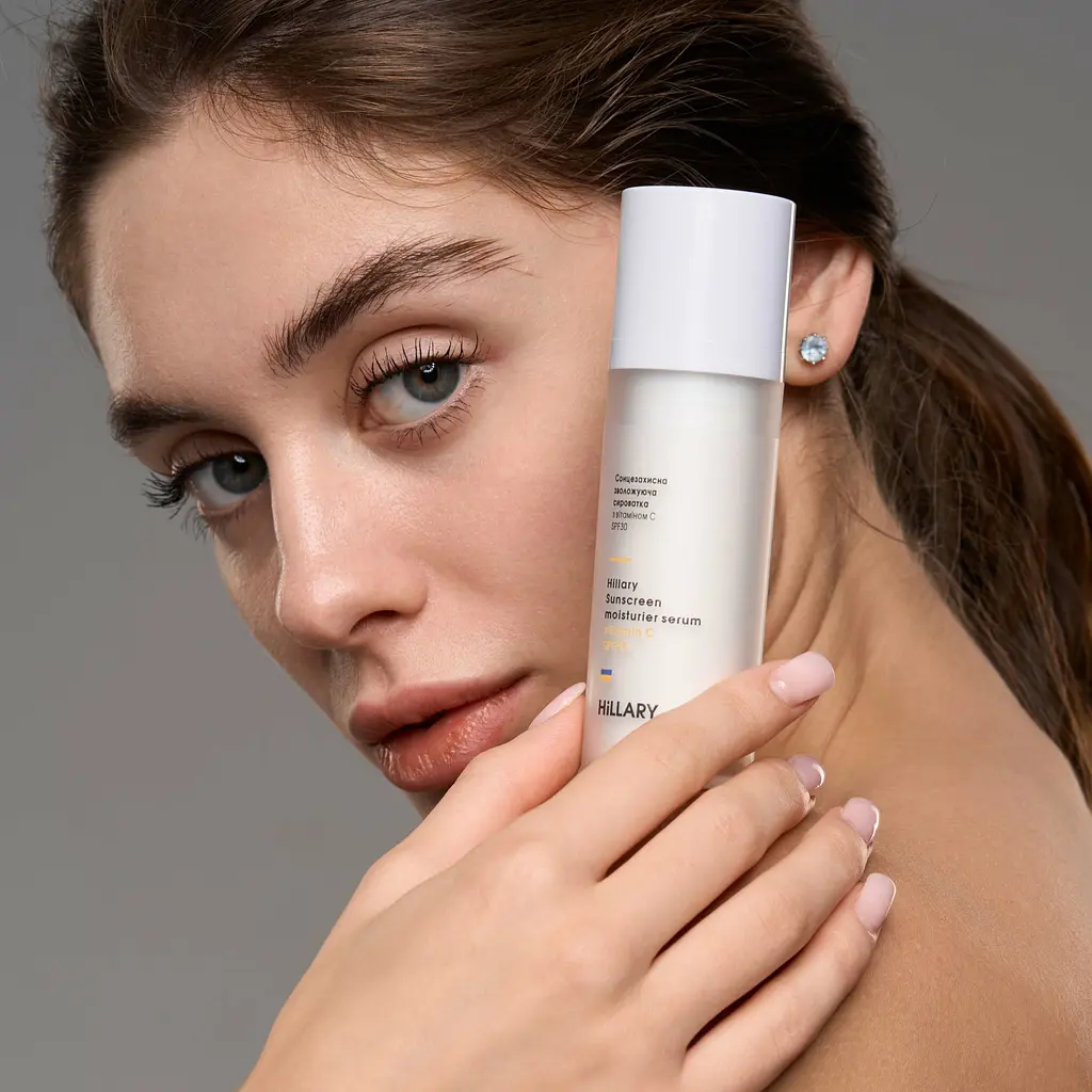 Солнцезащитная сыворотка SPF 30 с витамином С + Базовый набор по уходу за кожей лица сухого типа Hillary - фото 2