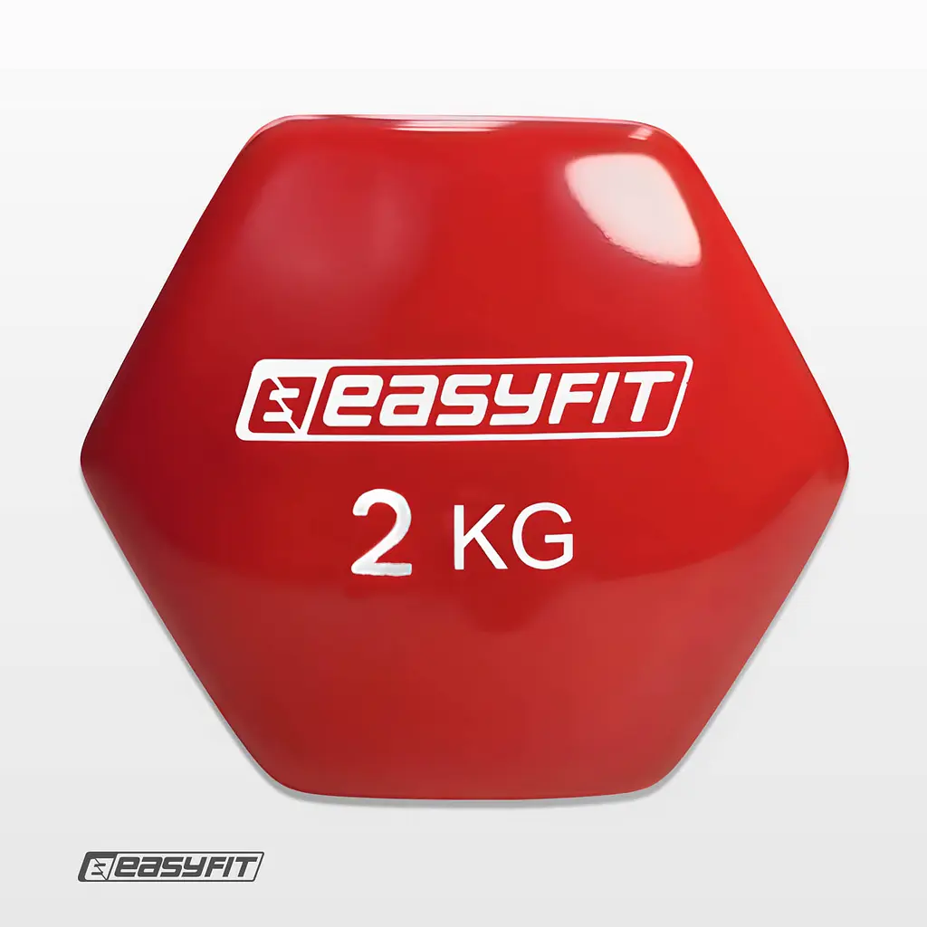 Гантель для фітнесу 2.0 кг EasyFit із вініловим покриттям червона - фото 3