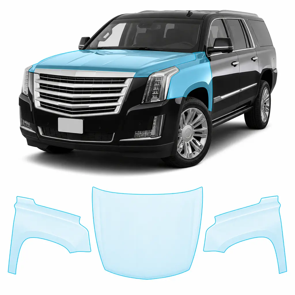 Антигравійна захисна бронеплівка за лекалами для Cadillac Escalade IV 2015-2020 - капот і передні крила