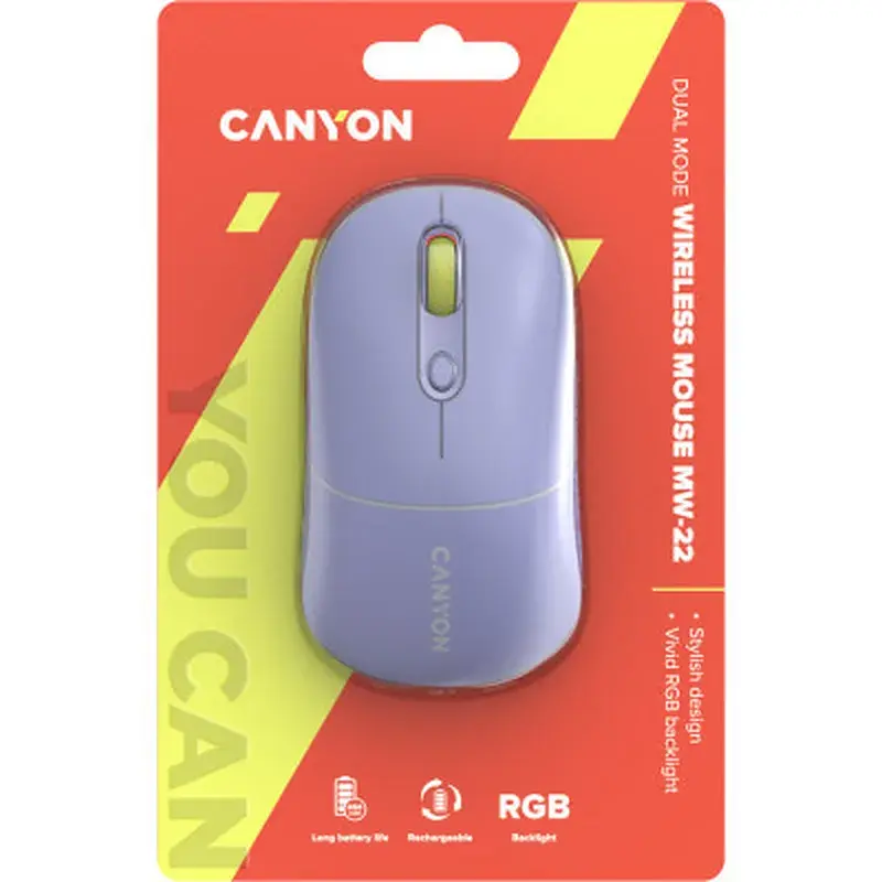 Мишка Canyon MW-22 Dual Band RGB Wireless Mountain Lavender (CNS-CMSW22ML) - фото 6