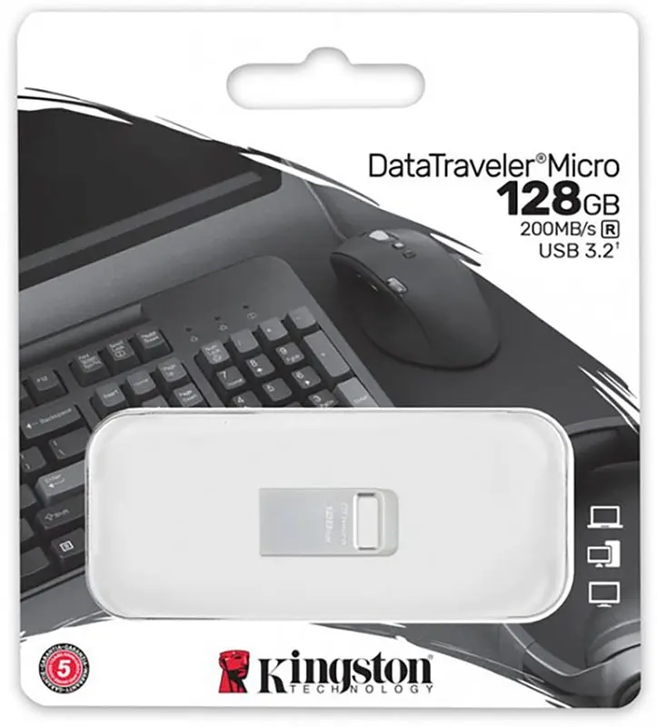 USB Flash Kingston USB 3.2 DT Micro Metal 200Mb/s 128GB Silver - фото 4