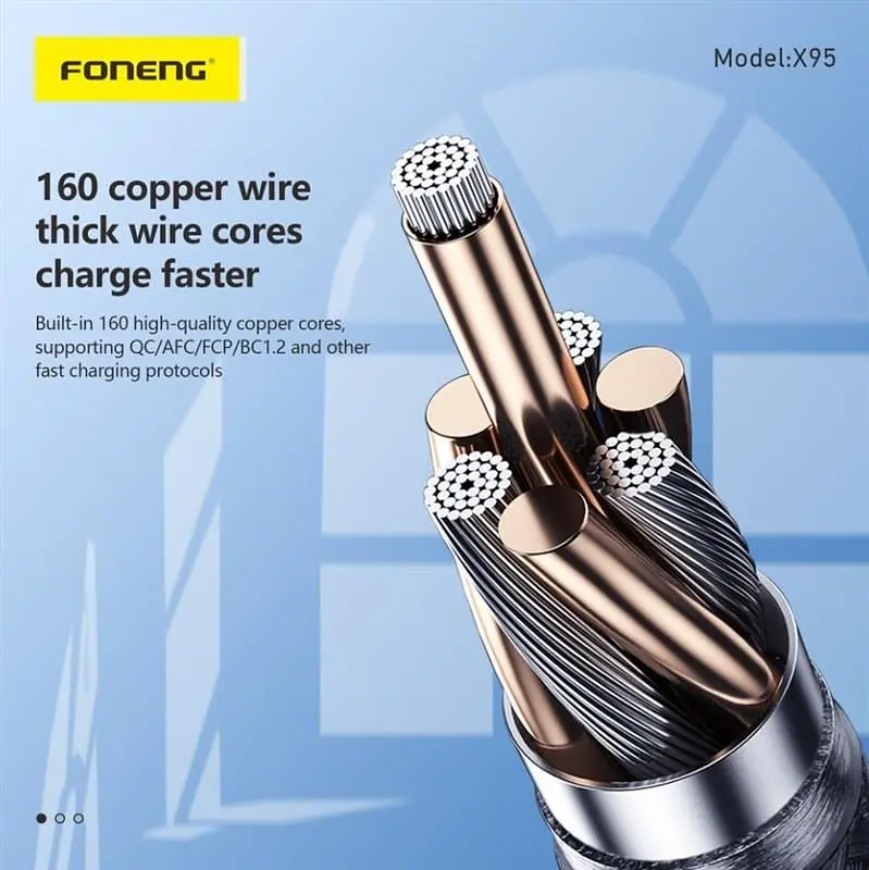 Кабель Foneng X95 Metal Head Braided Cable USB-C - Lightning (M/M) PD20W, 1.2 м, Black (X95-CA-TCIP) - фото 2