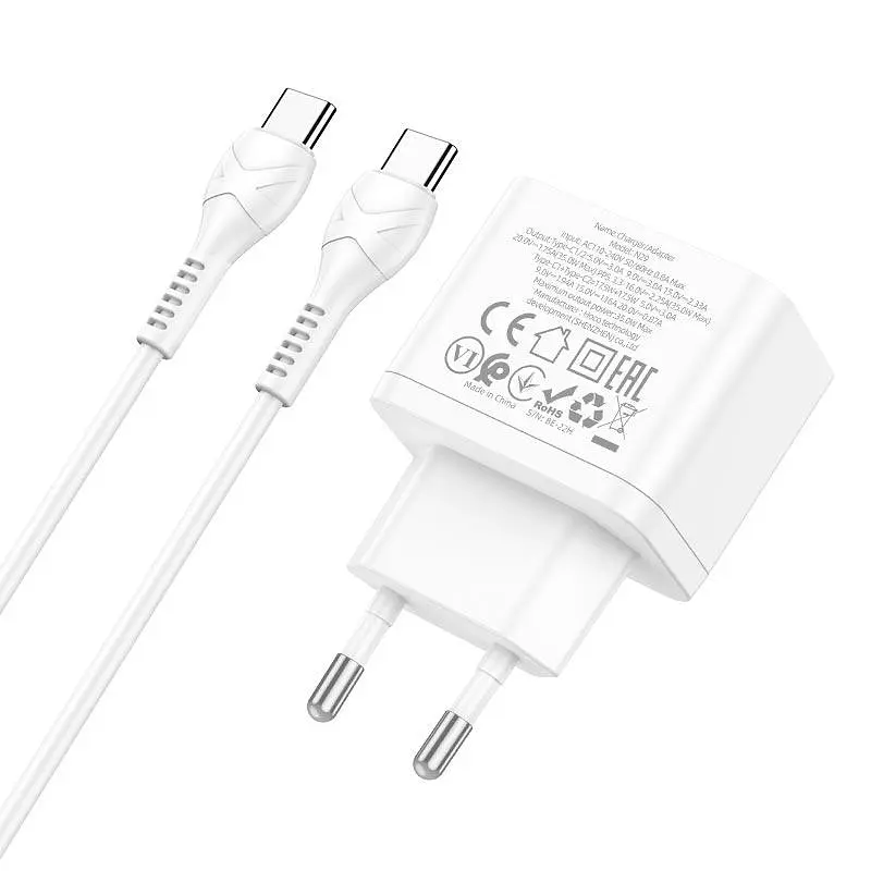 Комплект блок и кабель зарядные Hoco N29 Triumph Type-C to Type-C charger set белый - фото 4