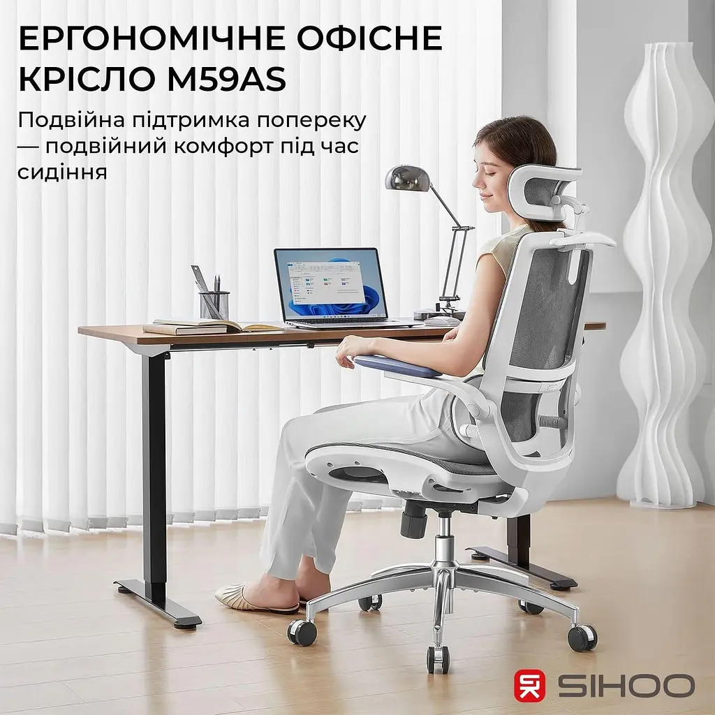 Офісне крісло Sihoo M59AS Mesh Gray (M59AS-M301) - фото 7