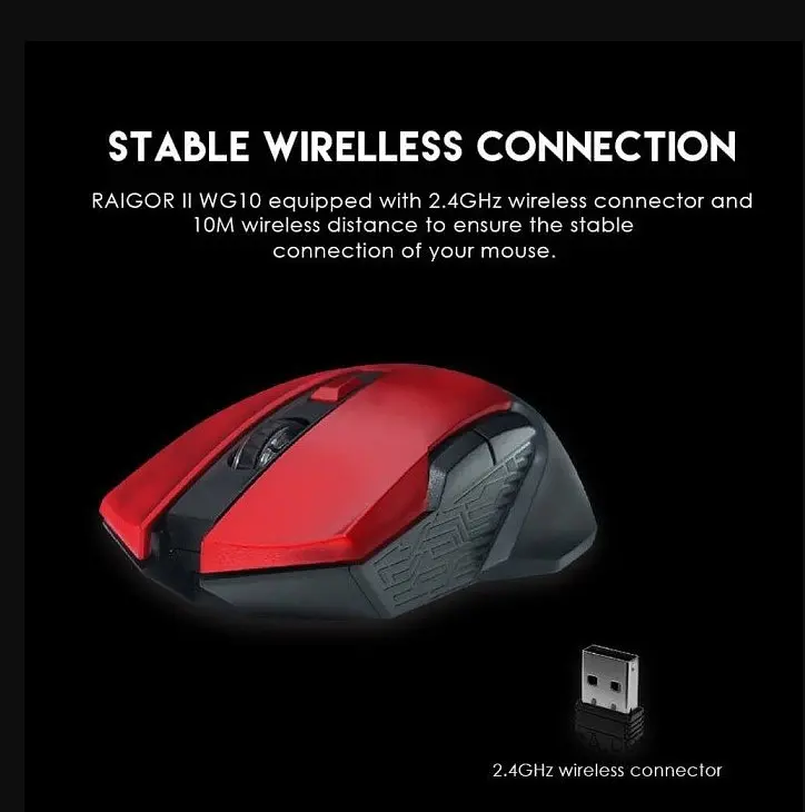 Игровая беспроводная мышь Fantech WG-10 RAIGORII PixArt 10G Black-Red - фото 2