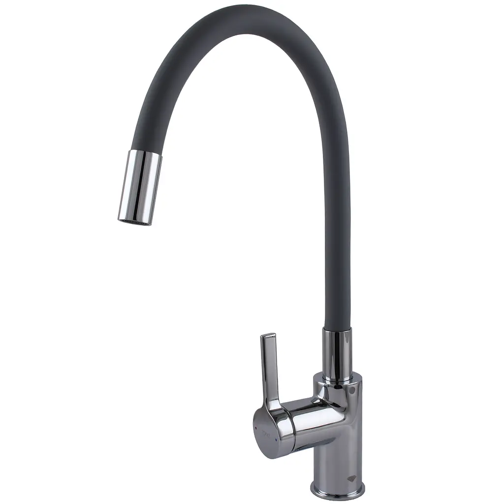 Змішувач кухонний TOPAZ MODERNO TMD-8853-H78A-GR поворотний латунний для миття посуду з гофрогусаком - фото 3