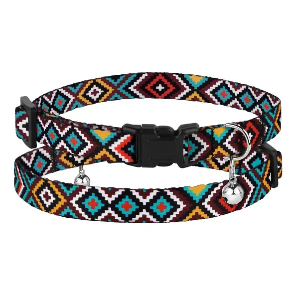 Нашийник для собак BronzeDog Urban пластикова з дзвіночком гуцульський ментол XS - фото 3