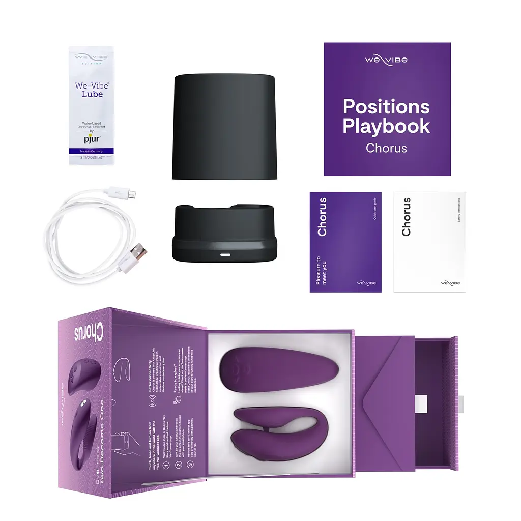 Смарт-вібратор для пар We-Vibe Chorus Purple, сенсорне керування вібраціями стисненням пульта - фото 8