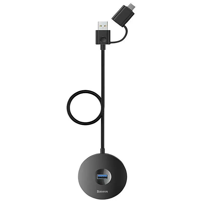 Мультипортовый адаптер USB Хаб Baseus Round Box Type-C + USB to 1 USB3.0 + 3 USB2.0 CAHUB-GA01 Black - фото 5